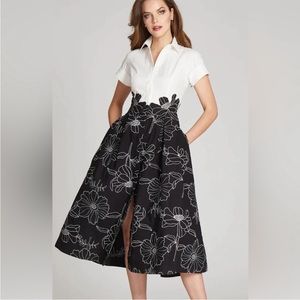 Rickie freeman for Teri Jon Two Tone Floral Embroidered Shirtdress Saks